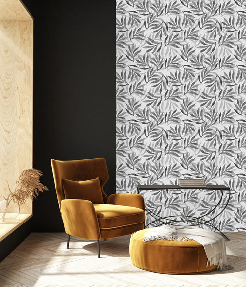 Elegant Grey Leaves Wallpaper Fashionable