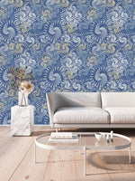 Blue Geometrical Pattern Wallpaper