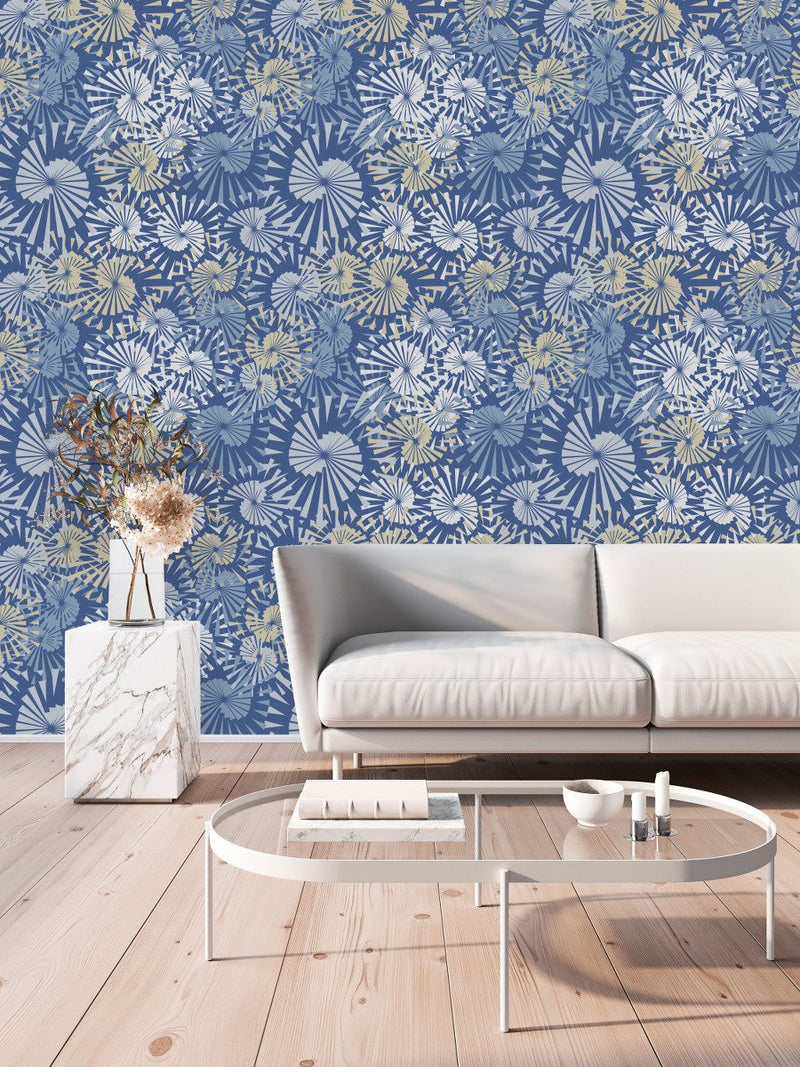 Blue Geometrical Pattern Wallpaper