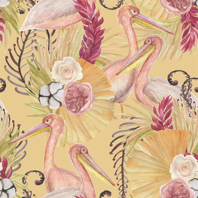 Yellow Wallpaper with Birds