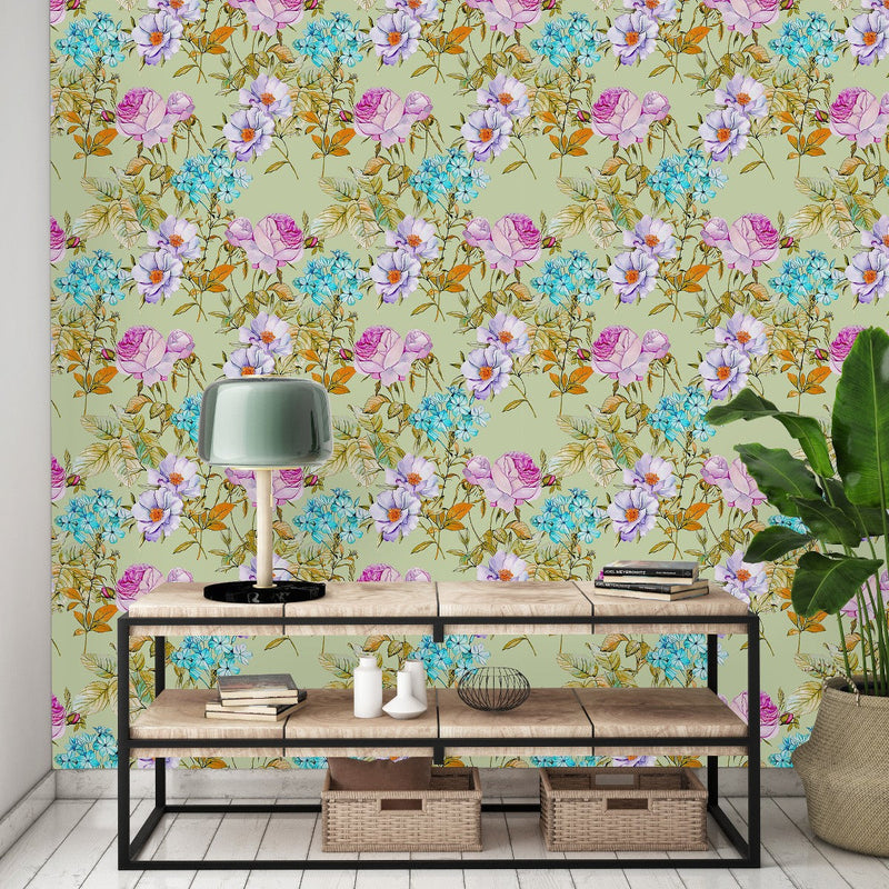 Fashionable Green Floral Wallpaper