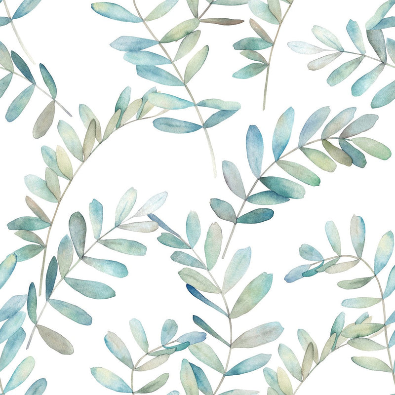 Modish Leaves on White Wallpaper Select