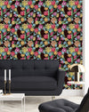 Black Wallpaper with Tulips