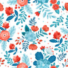 Stylish Red and Blue Flowers Wallpaper Chic