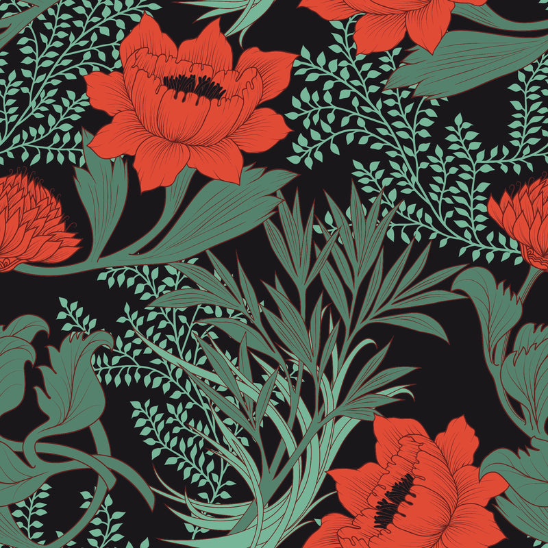 Modish Red Poppies Wallpaper Vogue