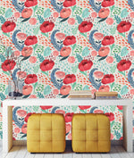 Retro Poppy Pattern Wallpaper