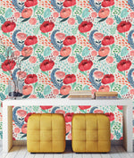 Retro Poppy Pattern Wallpaper