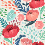 Retro Poppy Pattern Wallpaper