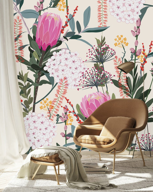 Hydrangea and Protea Wallpaper