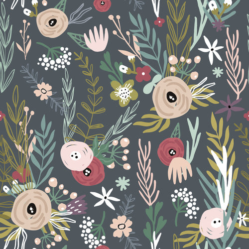 Painted Poppies on Grey Background Wallpaper