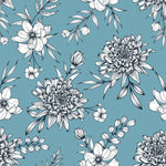 Blue Wallpaper with Asters