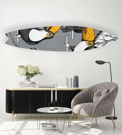 Toucan Birds on a Perch Acrylic Surfboard Wall Art