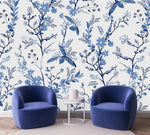 Modish Modern Blue Floral Wallpaper