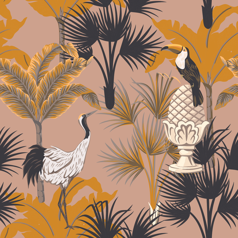 Beige Exotic Wallpaper