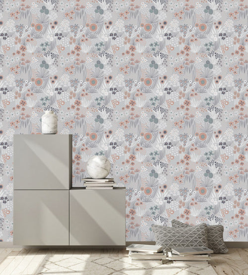 Light Grey Floral Wallpaper