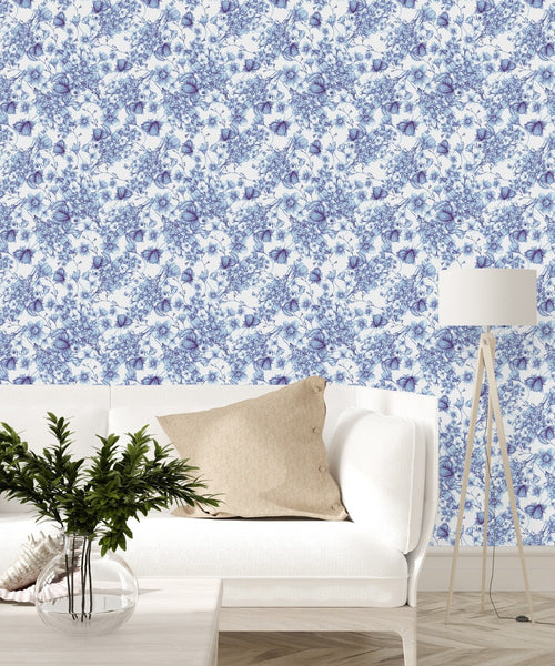 Stylish Blue Floral Wallpaper Chic Quality