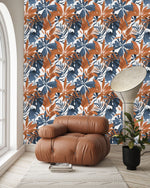 Brown and Blue Leaves Wallpaper