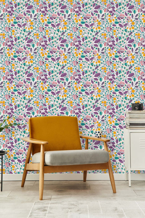 Colorful Botanical Leaves Wallpaper