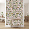 Pink Wallpaper with Wild Animals