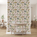 Pink Wallpaper with Wild Animals