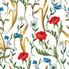 Wheat and Flowers Wallpaper