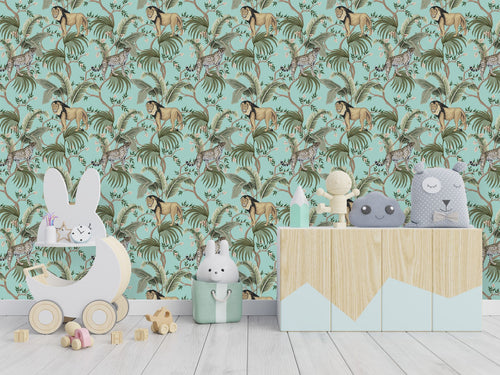 Palms and Exotic Animals Wallpaper