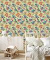 Yellow Wallpaper with Dinosaurs