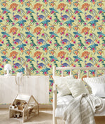 Yellow Wallpaper with Dinosaurs
