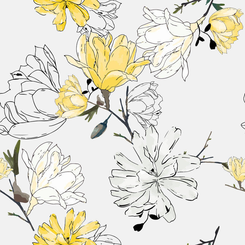 Contemporary Yellow Flowers Wallpaper Chic