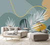 Grey Wallpaper with Palm Leaves