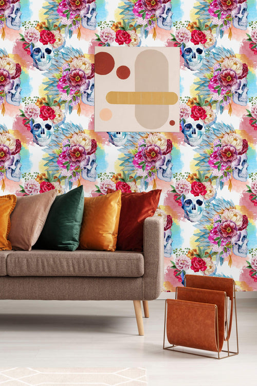 Skulls and Flowers Wallpaper