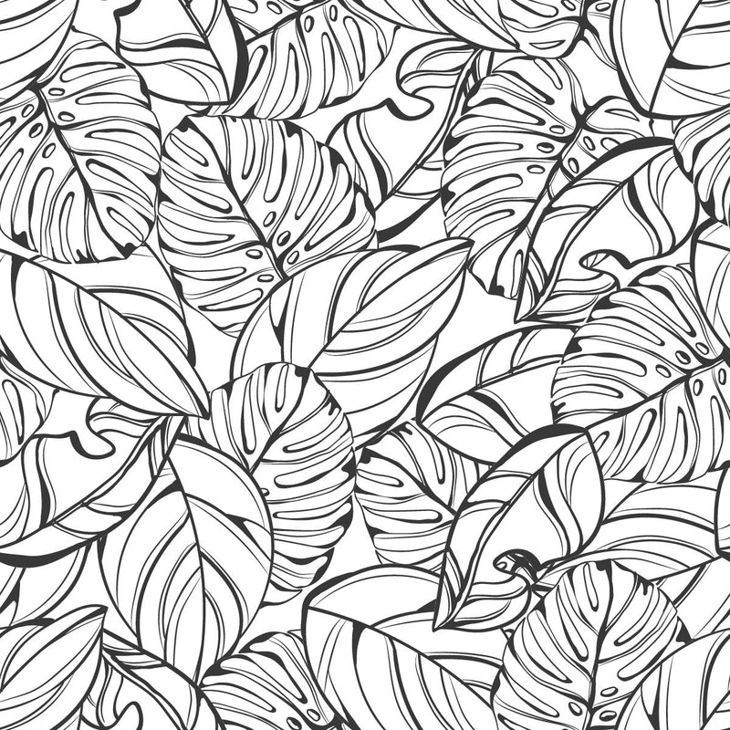 Black and White Hand Drawn Leaves Wallpaper
