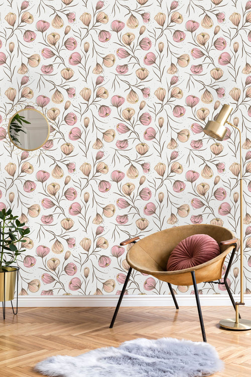Soft Floral Pattern Wallpaper