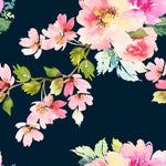 Spring Floral Watercolor on Dark Background Wallpaper Mural