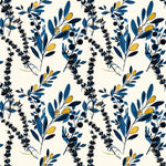 Dark Blue Leaves and Berries Wallpaper