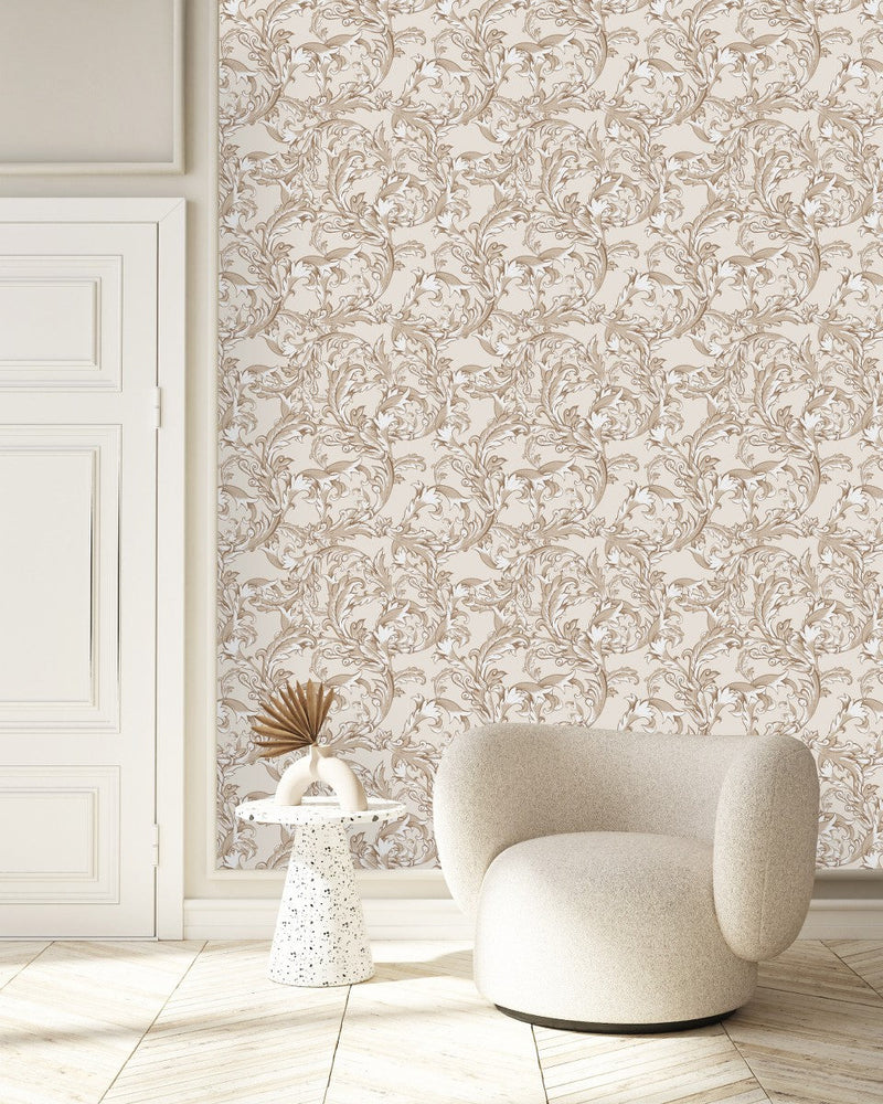 Beige Vintage Pattern Wallpaper