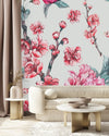Peonies and Sakura Tree Wallpaper