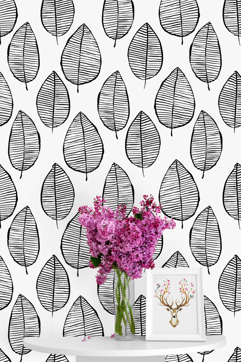 Striped Leaves Wallpaper