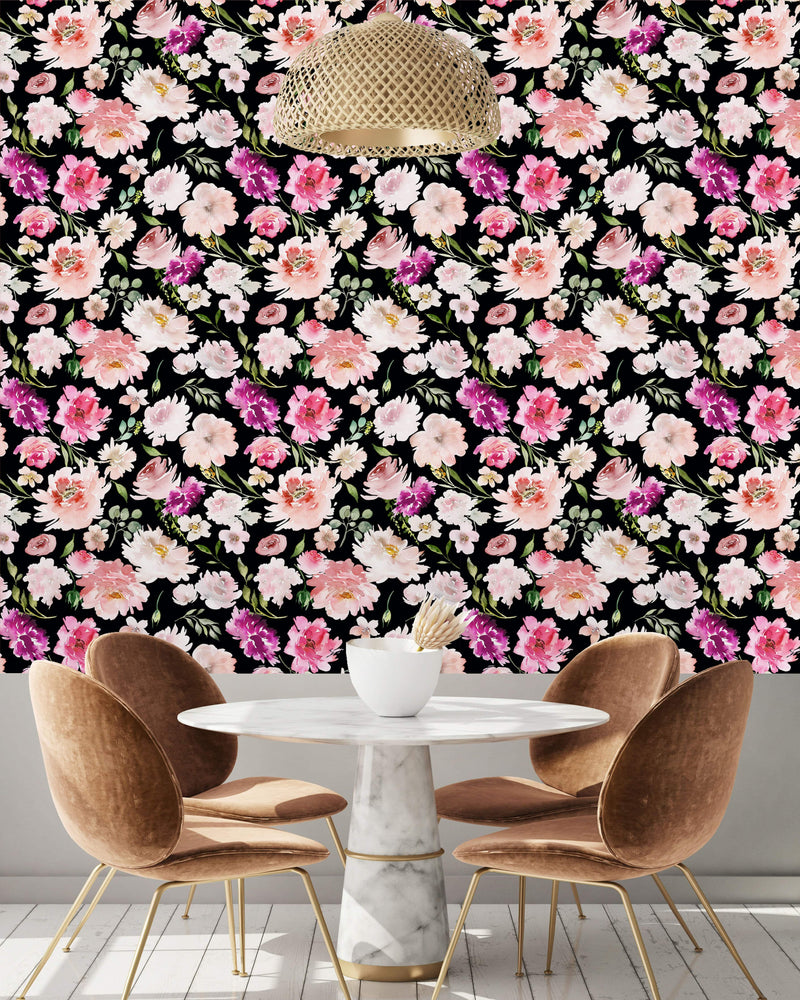 Summer Pattern with Watercolor Flowers Wallpaper