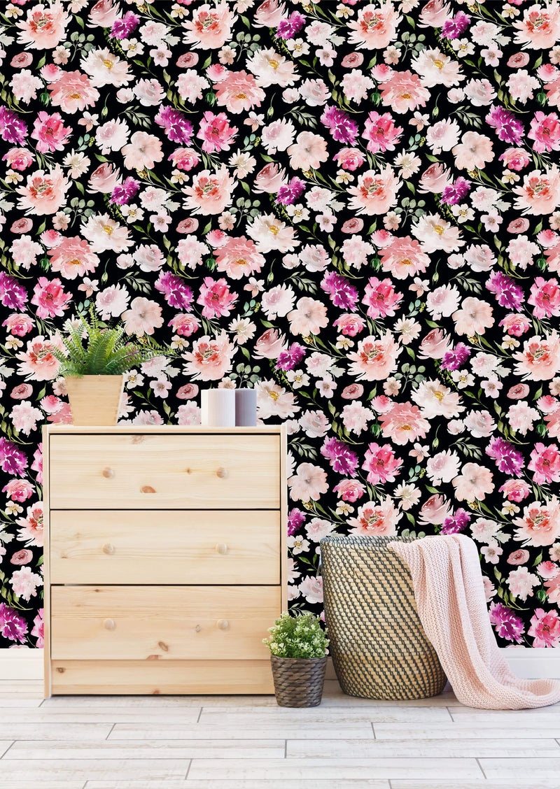 Summer Pattern with Watercolor Flowers Wallpaper