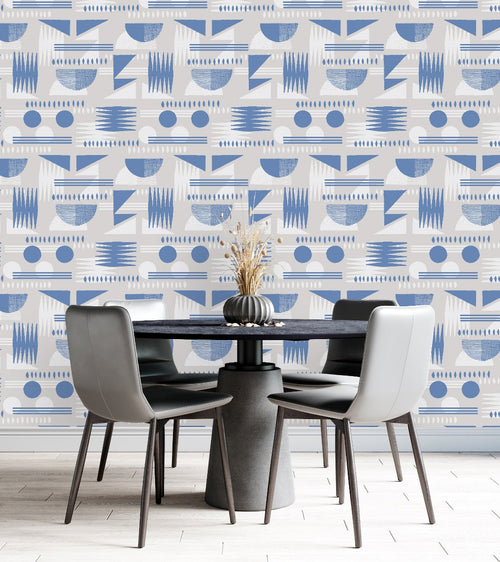 Blue Geometric Shapes Wallpaper