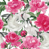 Cranes and Pink Peonies Wallpaper