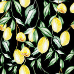 Contemporary Black Wallpaper with Lemons Tasteful