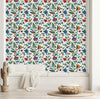 Colorful Flowers on White Wallpaper