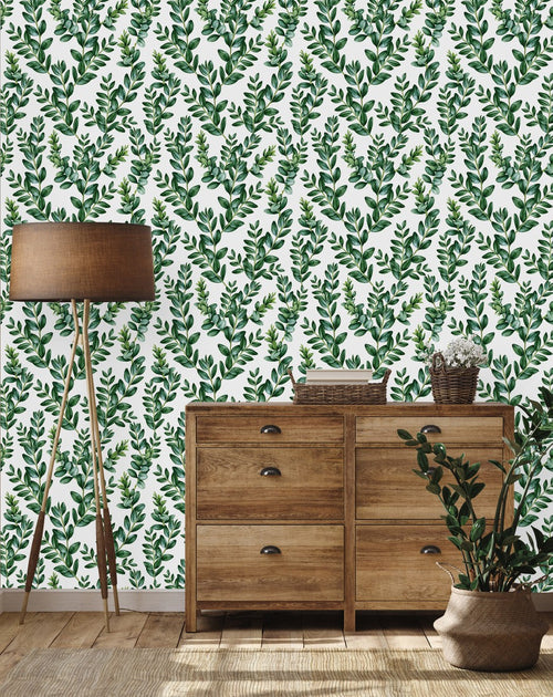 Fashionable Green Plants Wallpaper Chic