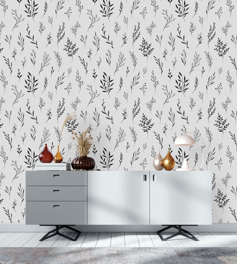 Black and White Plants Wallpaper