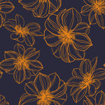Orange Contour of Flowers Wallpaper