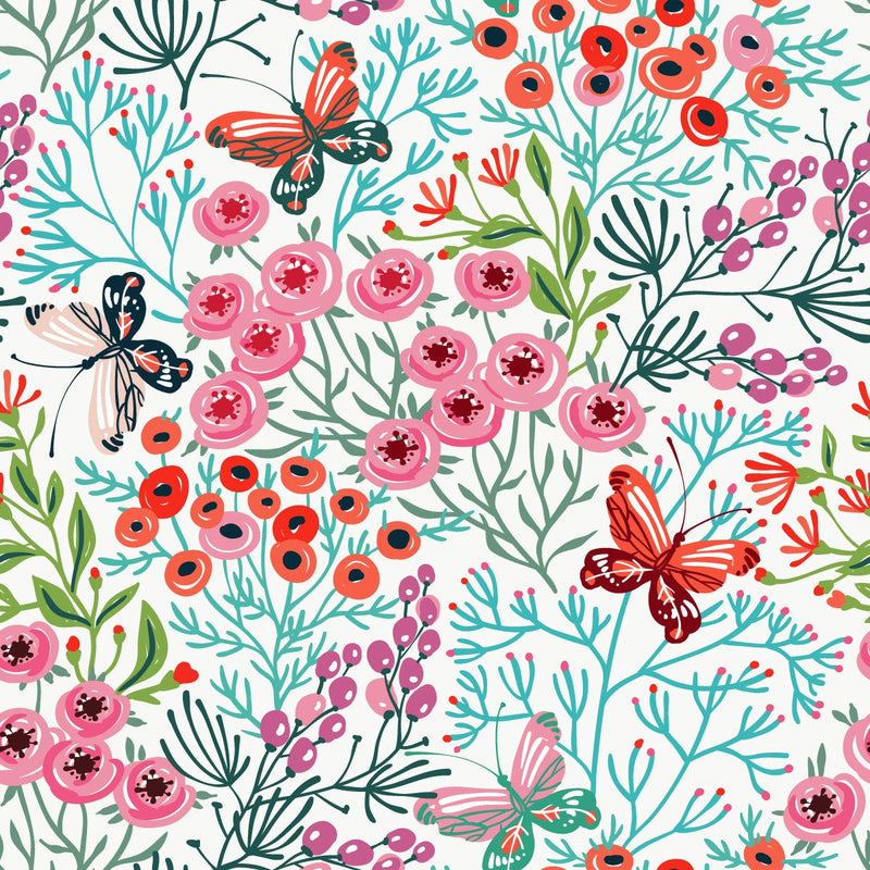 Poppies and Butterflies Wallpaper