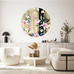 Tropical Botanical Motifs Printed Mirror Acrylic Circles