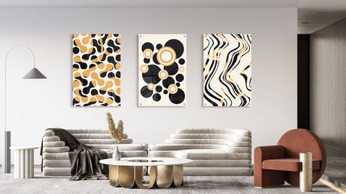 Geometrical Abstract Shapes Set of 3 Prints Modern Wall Art Modern Artwork